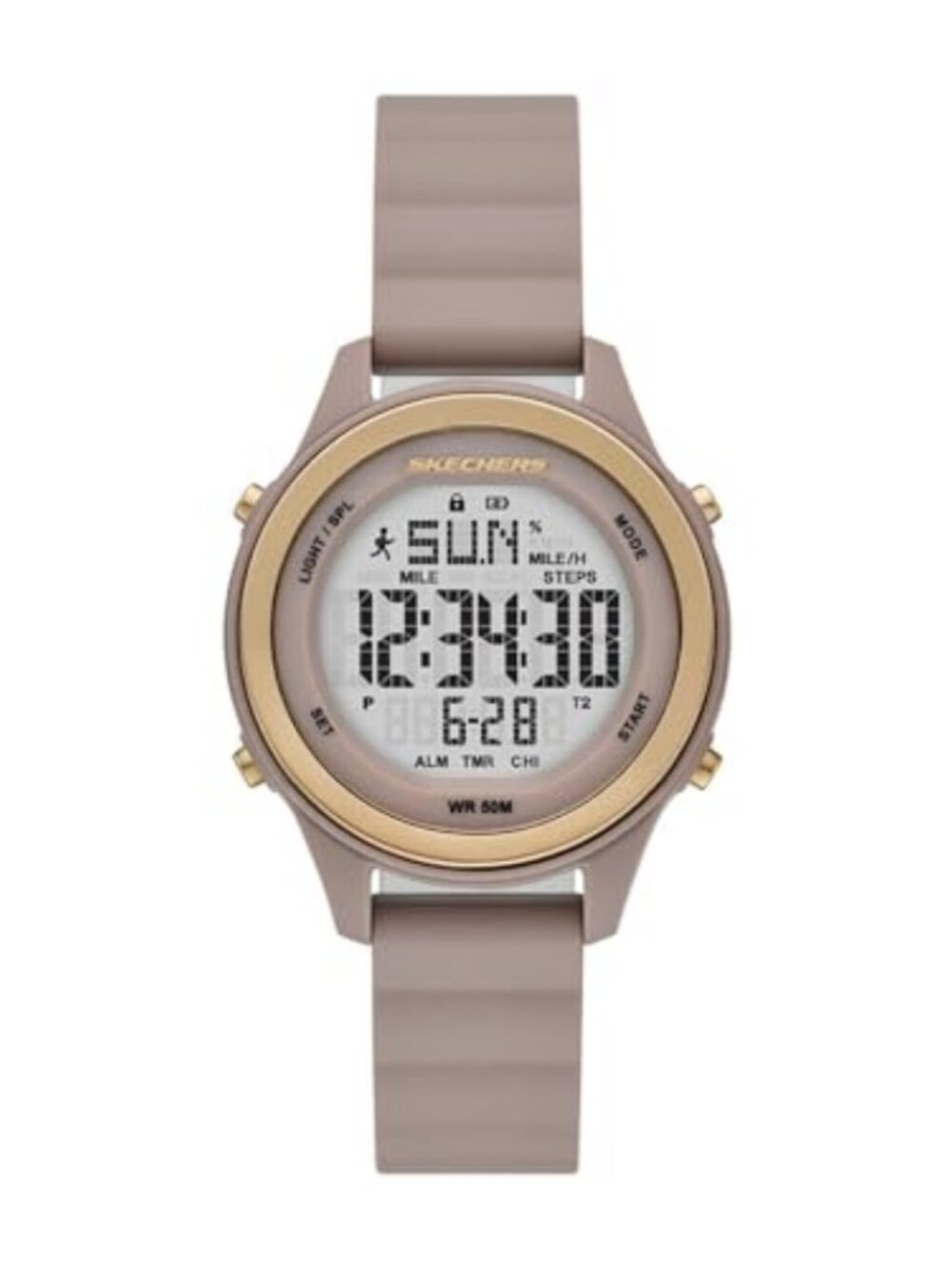 Digital Gray Silicone Watch Pedometer Magnetic Closure 38mm Water Resistant